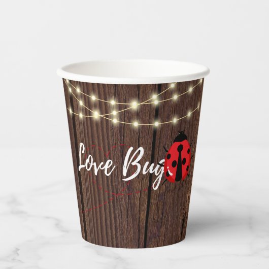 Rustikale Liebe Bug Baby Dusche Pappbecher (Vorderseite)