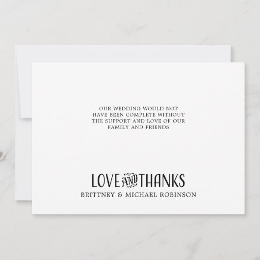 Rustikale Liebe dank Antler Light Wood Dankeskarte (Rückseite)