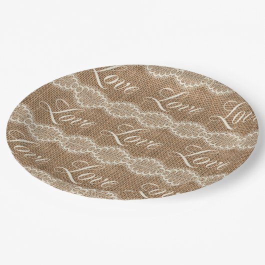 Rustikale Liebe für Hochzeiten Pappteller (Schrägansicht)