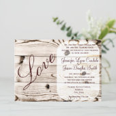 Rustikale Liebe für Hochzeitsfeiern Einladung (Stehend Vorderseite)