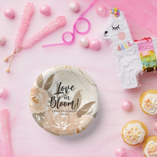 Rustikale Liebe im Blut Peach-Blume Pappteller (Party)