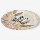 Rustikale Liebe im Blut Peach-Blume Pappteller (Schrägansicht)