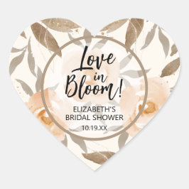 Rustikale Liebe im blutpfirsichfarbenen Brautparty Herz-Aufkleber