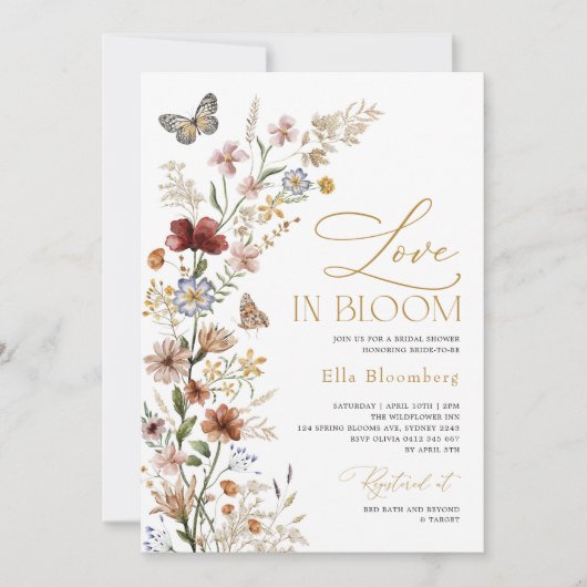 Rustikale Liebe im Brautparty Blüte Wildblume Einladung (Vorderseite)
