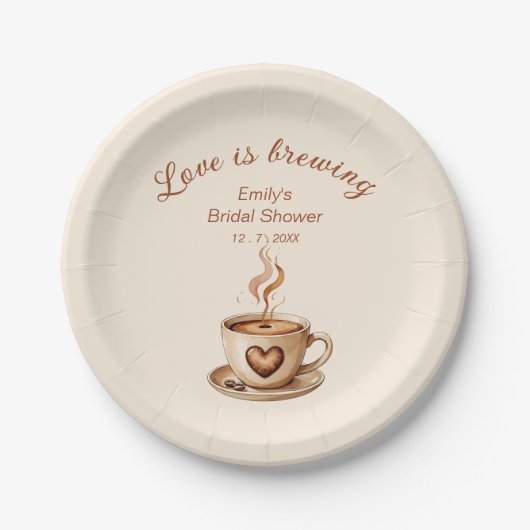 Rustikale Liebe ist das Brechen von Kaffee Brautpa Pappteller (Vorderseite)