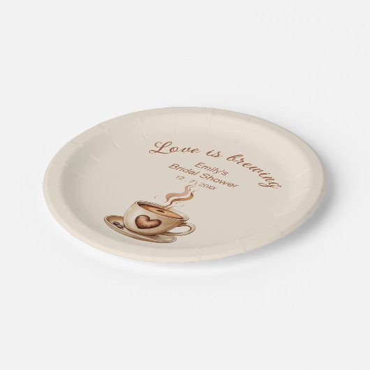 Rustikale Liebe ist das Brechen von Kaffee Brautpa Pappteller (Schrägansicht)