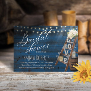 Rustikale Liebe Ladder Wine Barrel Navy Brautparty Einladung