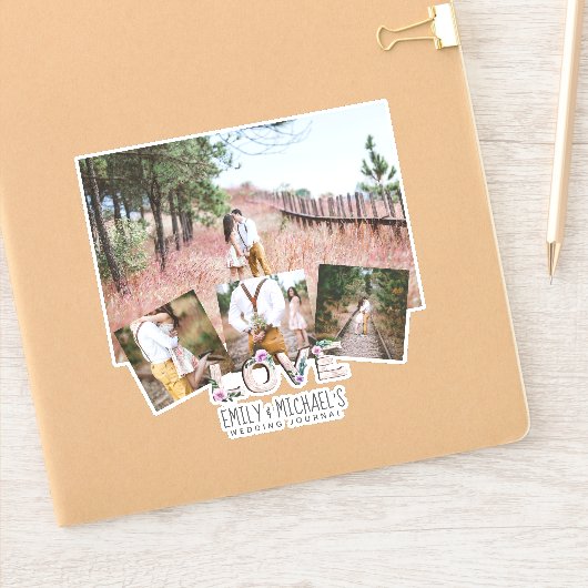 Rustikale Liebe Lilac Wedding Brautparty Fotos Aufkleber (Notizbuch)