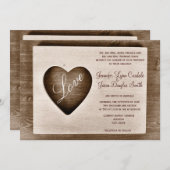 Rustikale Liebe mit Baumbestand Herz Einladung (Vorne/Hinten)