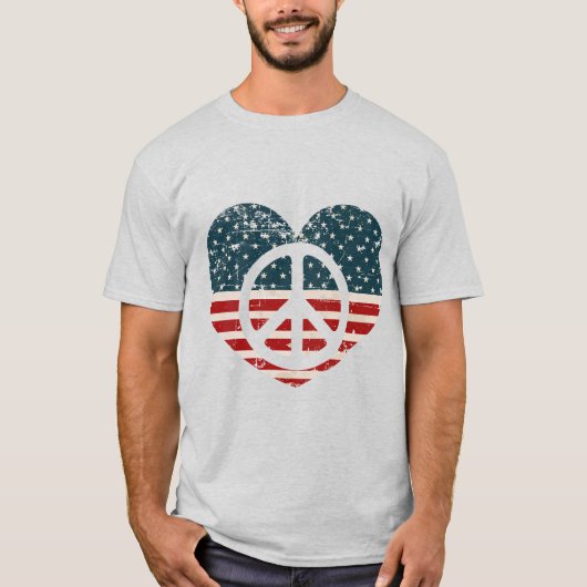 Rustikale Liebe & Peace American Style T-Shirt (Vorderseite)
