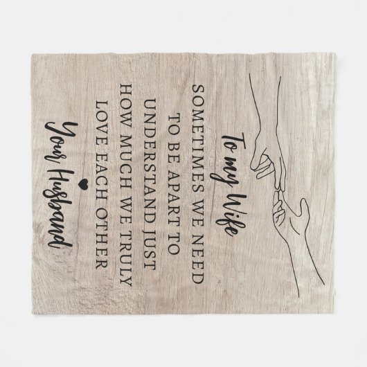 Rustikale Liebe Quote Ehefrau Husband Fleecedecke (Vorderseite (Horizontal))