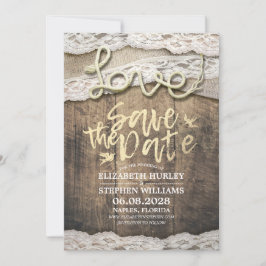Rustikale Liebe Rope Burlap Lace Wedding retten da Save The Date