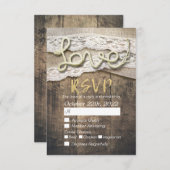 Rustikale Liebe Rope Burlap Lace Wedding RSVP Antw (Vorne/Hinten)