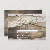 Rustikale Liebe Rope Burlap Lace Wedding RSVP Antw (Vorne/Hinten)