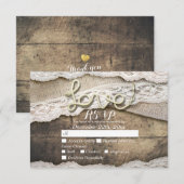 Rustikale Liebe Rope Burlap Lace Wedding RSVP Antw Karte (Vorne/Hinten)