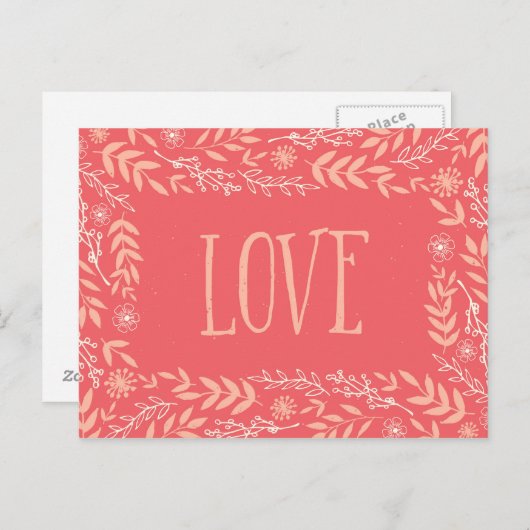 Rustikale Liebe | Rosa Orange | Postkarte (Vorne/Hinten)