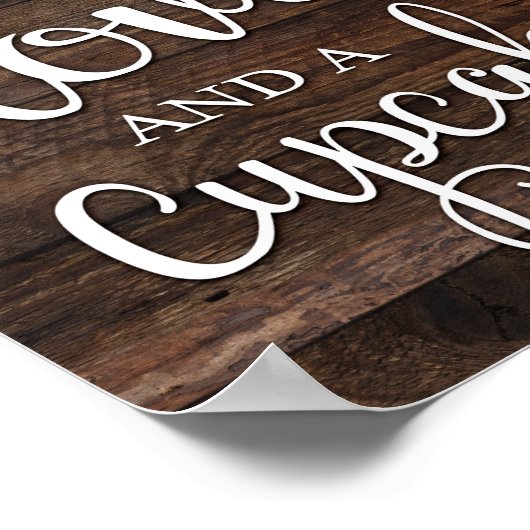 Rustikale LIEBE und ein CUPCAKE-Zeichen Poster (Ecke)