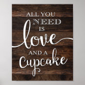 Rustikale LIEBE und ein CUPCAKE-Zeichen Poster (Vorne)