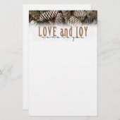 Rustikale Liebe und Joy Pine Cone Briefpapier (Vorne/Hinten)