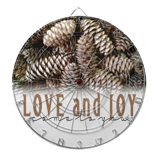 Rustikale Liebe und Joy Pine Cone Dartscheibe (vorne)