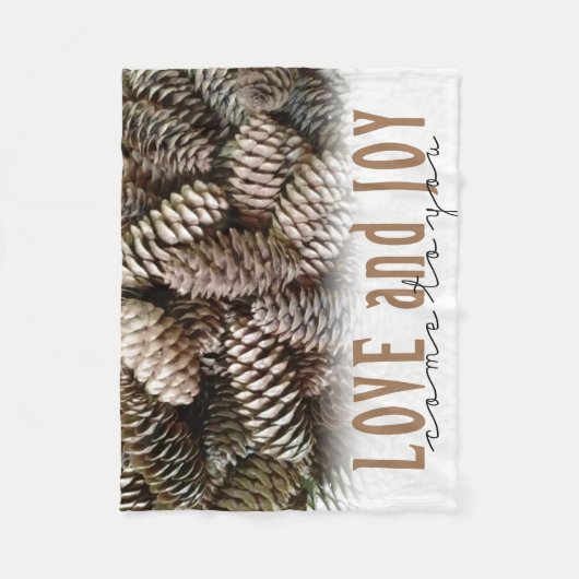 Rustikale Liebe und Joy Pine Cone Fleecedecke (Vorderseite)