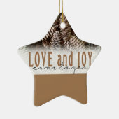 Rustikale Liebe und Joy Pine Cone Keramikornament (Rechts)