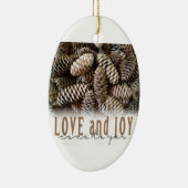 Rustikale Liebe und Joy Pine Cone Keramikornament (Rechts)