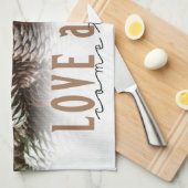 Rustikale Liebe und Joy Pine Cone Küchentuch (Viertel Falte)