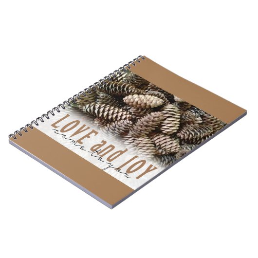 Rustikale Liebe und Joy Pine Cone Notizblock (Linke Seite)
