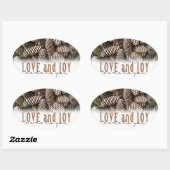Rustikale Liebe und Joy Pine Cone Ovaler Aufkleber (Blatt)