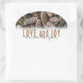 Rustikale Liebe und Joy Pine Cone Ovaler Aufkleber (Tasche)