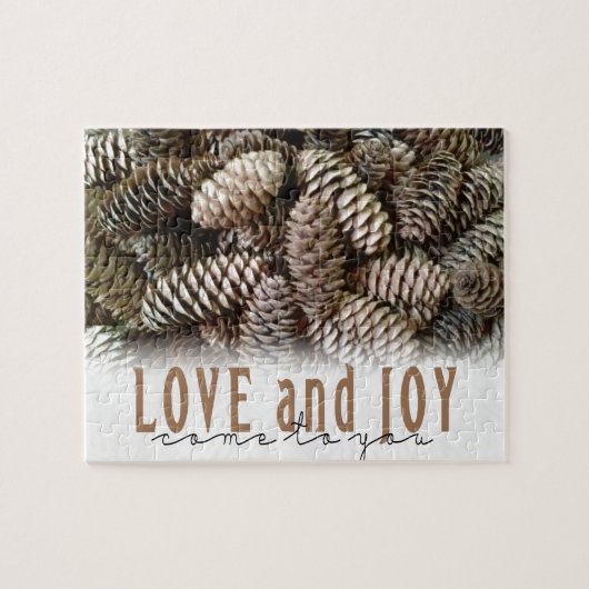 Rustikale Liebe und Joy Pine Cone Puzzle (Horizontal)