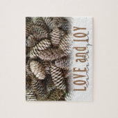 Rustikale Liebe und Joy Pine Cone Puzzle (Vertikal)