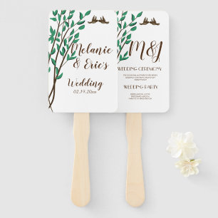 Rustikale Liebesvögel und Zweige Hochzeitsprogramm Fächer