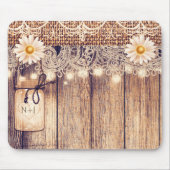 Rustikale Lighted Mason Jars Daisies & Lace Comput Mousepad (Vorne)