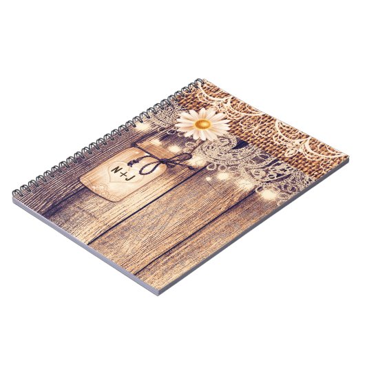 Rustikale Lighted Mason Jars Daisies & Lace Notizblock (Linke Seite)