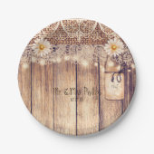 Rustikale Lighted Mason Jars Daisies & Lace Weddin Pappteller (Vorderseite)