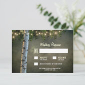 Rustikale Lights Birch Bark Tree Wedding RSVP Card Karte (Stehend Vorderseite)