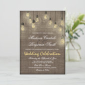 Rustikale Lights Burlap Hochzeitseinladungen Einladung (Stehend Vorderseite)