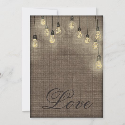 Rustikale Lights Burlap Hochzeitseinladungen Einladung (Rückseite)