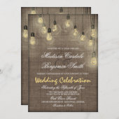 Rustikale Lights Burlap Hochzeitseinladungen Einladung (Vorne/Hinten)