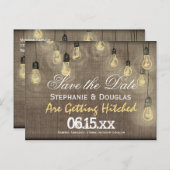Rustikale Lights Burlap Save the Date Postkarten (Vorne/Hinten)