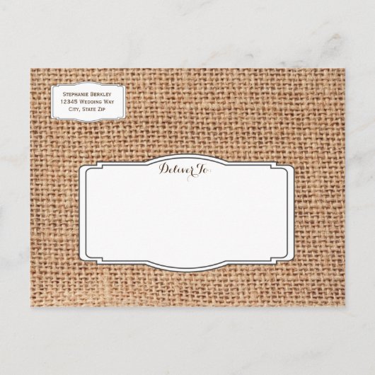 Rustikale Lights Burlap Save the Date Postkarten (Rückseite)