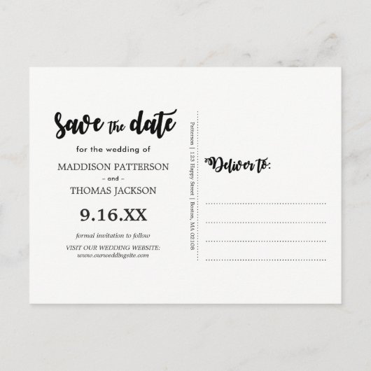 Rustikale Lights Wood Wedding rettet das Datum Ankündigungspostkarte (Rückseite)