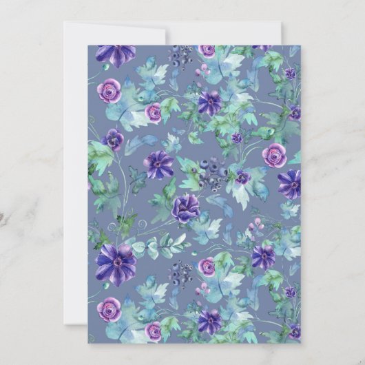 Rustikale Lila Anemones Bouquet Black Wedding Save The Date (Rückseite)