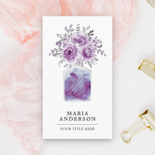 Rustikale Lila Aquarellblume Parfüm Flasche Visitenkarte
