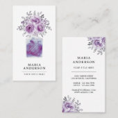 Rustikale Lila Aquarellblume Parfüm Flasche Visitenkarte (Vorne/Hinten)