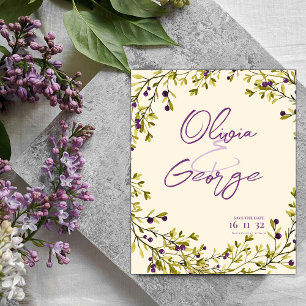 Rustikale Lila Berry-Blätter Hochzeit speichern da