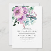 Rustikale Lila Bloom Nuestra Boda Spanish Wedding Einladung (Vorderseite)