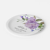 Rustikale Lila Blume Grünes Brautparty Pappteller (Schrägansicht)
